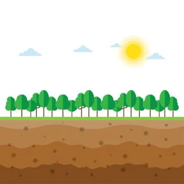 Soil profiles with trees Stock Illustration