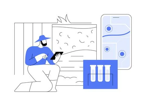 Soil sampling isolated cartoon vector illustrations. Illustrazione stock