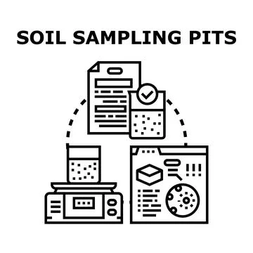 Soil sampling pits analysis evaluating earth quality Stock Illustration