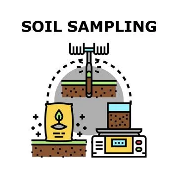 Soil sampling process with analysis and nutrient application Stock Illustration
