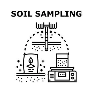 Soil sampling process with analysis and nutrient application Stock Illustration
