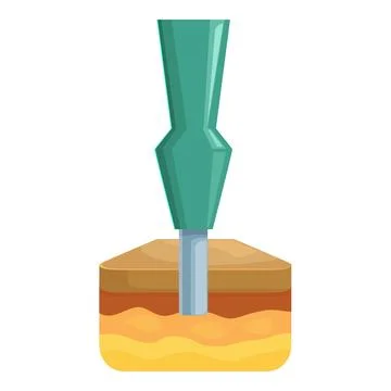 Soil sampling tool penetrating ground layers for analysis Illustrazione stock