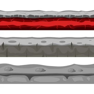 Soil seamless layers. Layer of soil with grass and stones. The texture of the Stock Illustration