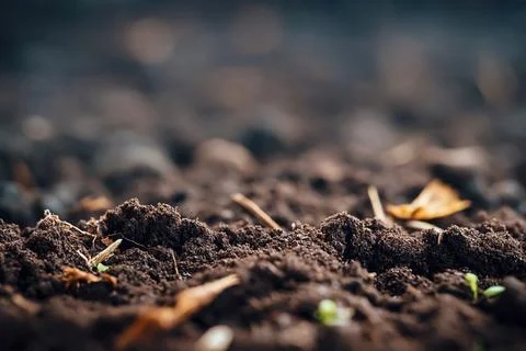 Soil with small plants 스톡 사진