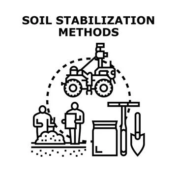 Soil stabilization methods concept for groundwork engineering Stock Illustration