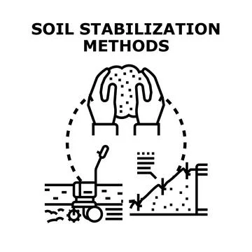 Soil stabilization methods for ground improvement processes Stock Illustration
