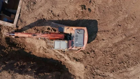 Soil storage during excavator operation. The technology of manufacturing a pit Stock Footage 157756730