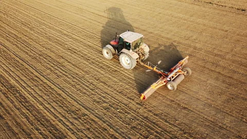 Soil subsoiling with tractor tool Stock-Footage 163809050