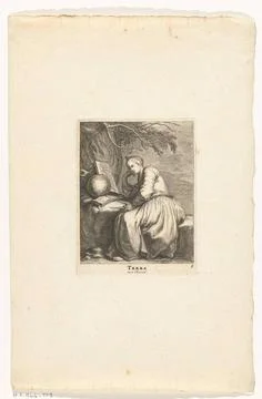 Soil; Terra; The four elements. Seated women s figure as geography with it... Stock Photos