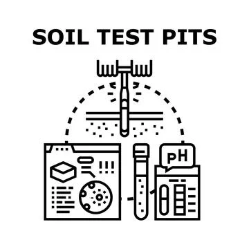 Soil test pits analyzing agriculture land ph levels Stock Illustration