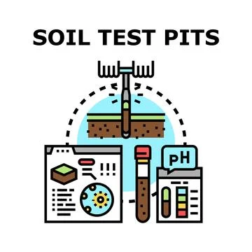 Soil test pits analyzing agriculture land ph levels 库存插图