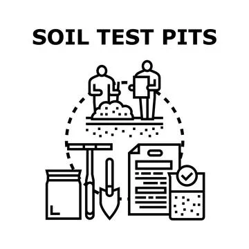 Soil test pits analyzing ground for construction and agriculture Stock Illustration