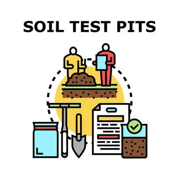 Soil test pits analyzing ground for construction and agriculture イラスト素材