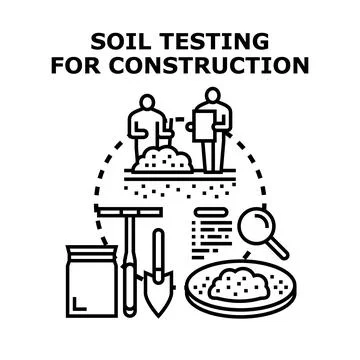 Soil testing for construction site investigation and analysis Stock Illustration
