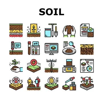 Soil Testing Nature Collection Icons Set Vector Stock Illustration