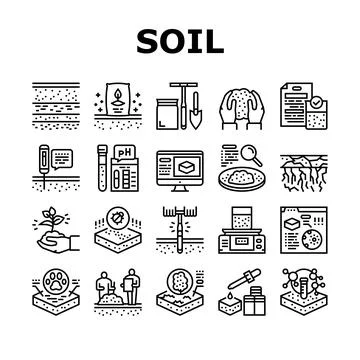 Soil Testing Nature Collection Icons Set Vector 库存插图