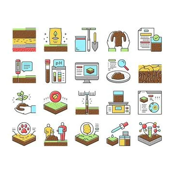 Soil Testing Nature Collection Icons Set Vector . Stock Illustration