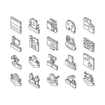 Soil Testing Nature Collection isometric icons set vector Illustrazione stock