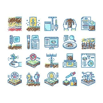 Soil Testing Nature set Icons hand drawn Illustrazione stock
