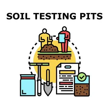 Soil testing pits concept for land quality assessment Stock Illustration