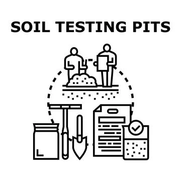 Soil testing pits concept for land quality assessment Stock Illustration