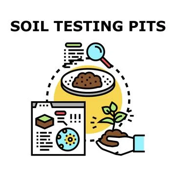 Soil testing pits icon researching agriculture science Stock Illustration
