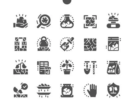 Soil testing. Weighing soil. Digging tools. Stock Illustration