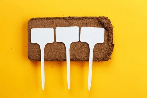 Soil texture close up. mock up. coconut briquette with writing boards on a or 스톡 사진