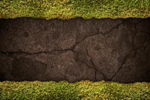 Soil texture with frame of grass Stock Photos