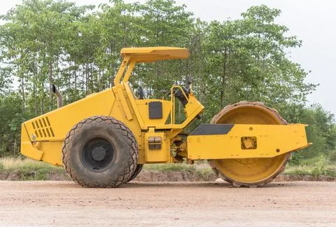 Soil vibration roller during Stock Photos
