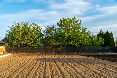 Soil without grass, ready for sitting new grass Stock Photos