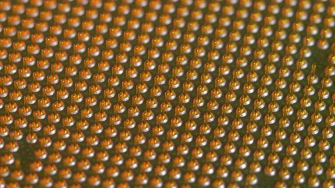 Soket pins on CPU chip processor Stock Footage 149234695