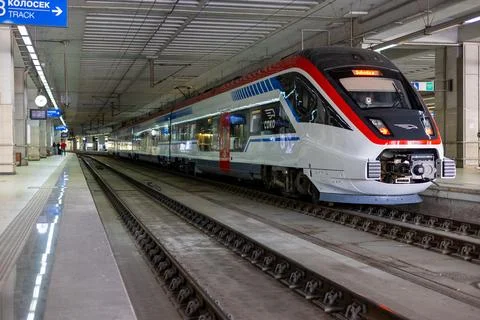 Soko high-speed passenger train at Belgrade Centre railway station in Proko.. Stock Photos