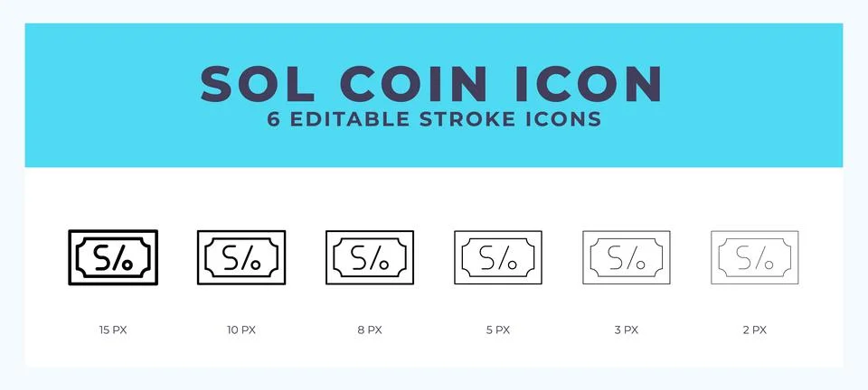 Sol coin line icon. Thin line. Bold line. Vector illustration. Ilustración de archivo