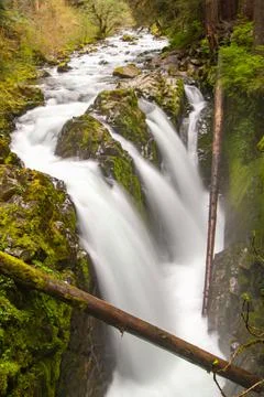 Sol Duc Falls waterfall in Olympic National Park, Washington Stock-Fotos