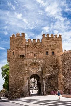Sol Gate, one of the ancient gates within the city of Toledo Stock Photos