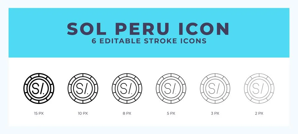 Sol peru icon vector for web. And mobile app. Editable stroke outline icon. Stock Illustration