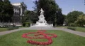 Sol So G Fifth Note Key Beautiful Form Flowers Vienna Burggarten Mozart Monument HD Footage