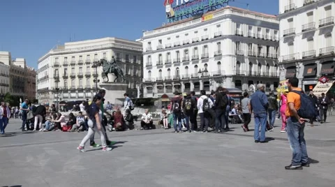 Sol Square, Puerta del Sol, Madrid Stock Footage 50024005