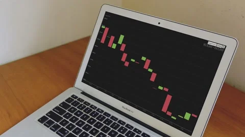 Solana 3 month candlestick patterns on a laptop screen Stock Footage 219375118