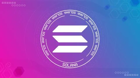 Solana SOL cryptocurrency vector illustration banner. Ilustración de archivo
