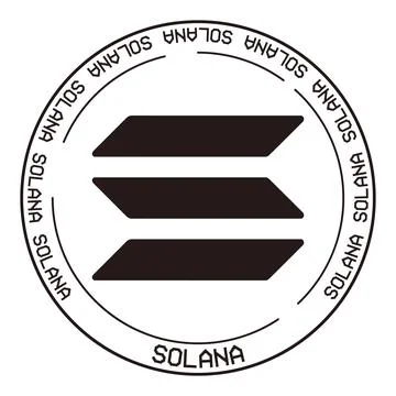 Solana SOL cryptocurrency vector symbol. Blockchain currency flat logo Ilustración de archivo