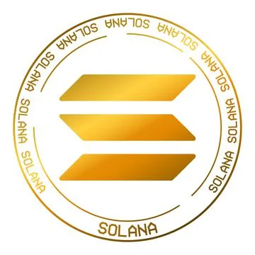 Solana SOL cryptocurrency vector symbol. Blockchain currency gold flat logo Ilustración de archivo