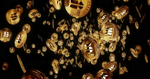 Solana SOL stablecoin cryptocurrency flying between golden coins loop Vidéo 201727595