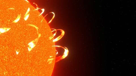 Solar activity. Flash on the Sun or Solar flare. Sun up close up in space, hu Stock Illustration