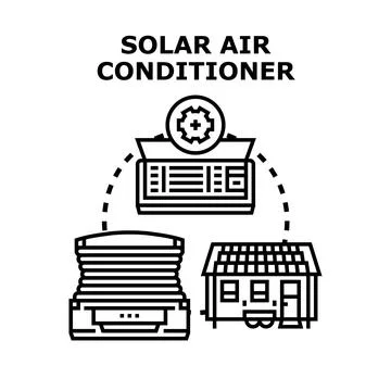 Solar air conditioner system cooling house eco energy Ilustración de archivo