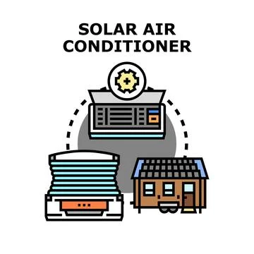 Solar air conditioner system cooling house eco energy Ilustración de archivo