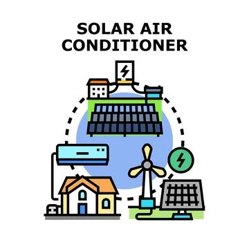 Solar air conditioner system using renewable energy Stock Illustration