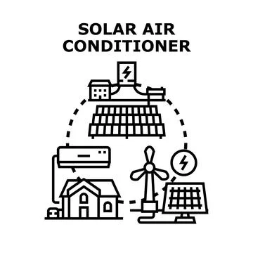 Solar air conditioner system using renewable energy Stock Illustration