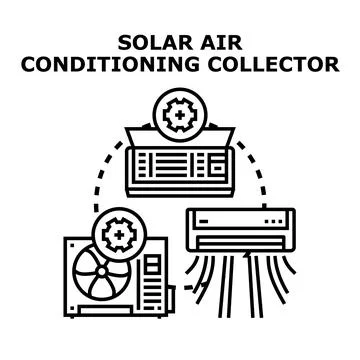 Solar air conditioning collector system concept illustration Stock Illustration